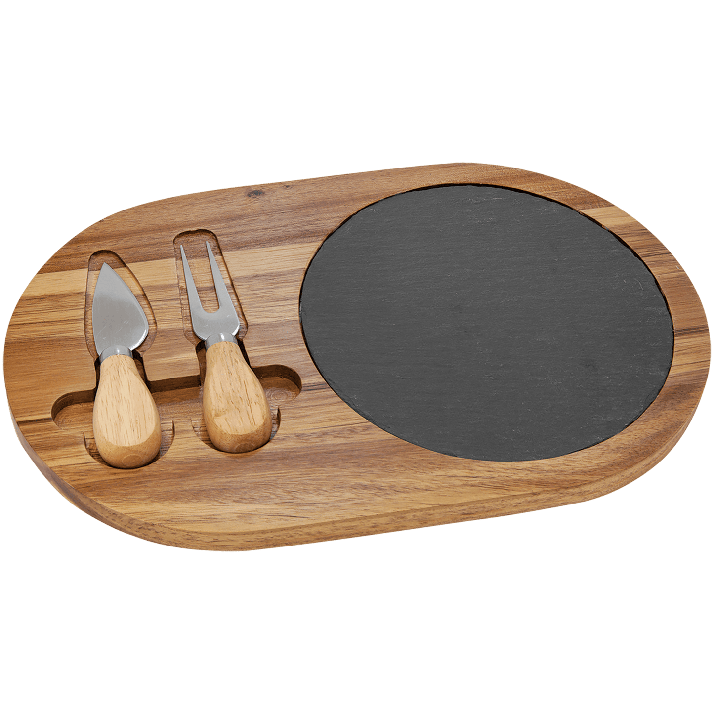 Wood & Slate Oval Cheese Set